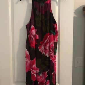 London Times Chiffon Floral Layered Summer Dress